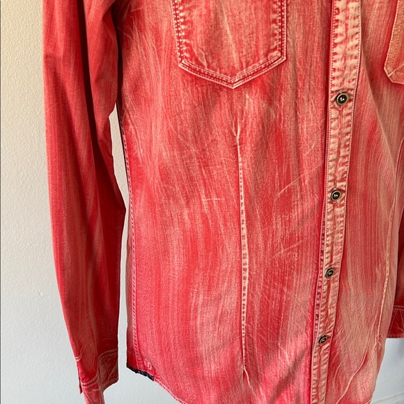 Men's Casual Red Button-Down Shirt - Picture 4 of 14